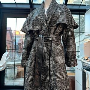 The Kooples Flannel Tweed Belted Coat
